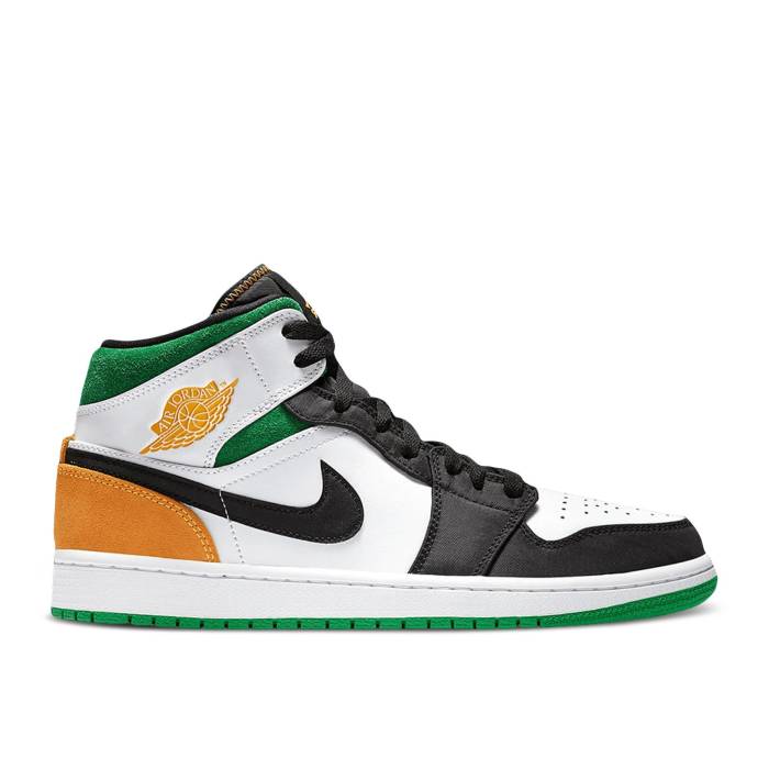 ナイキ エアジョーダン Air Jordan 【 Jordan 1 Mid Se \u0027Oakland\u0027 Men White/Laser Orange/Black/Lucky Green 】 ミッド メンズ 白いこと 白いこと Laser レーザ orange 橙・オレンジ色 黒いこと 黒いこと green 緑・緑であること