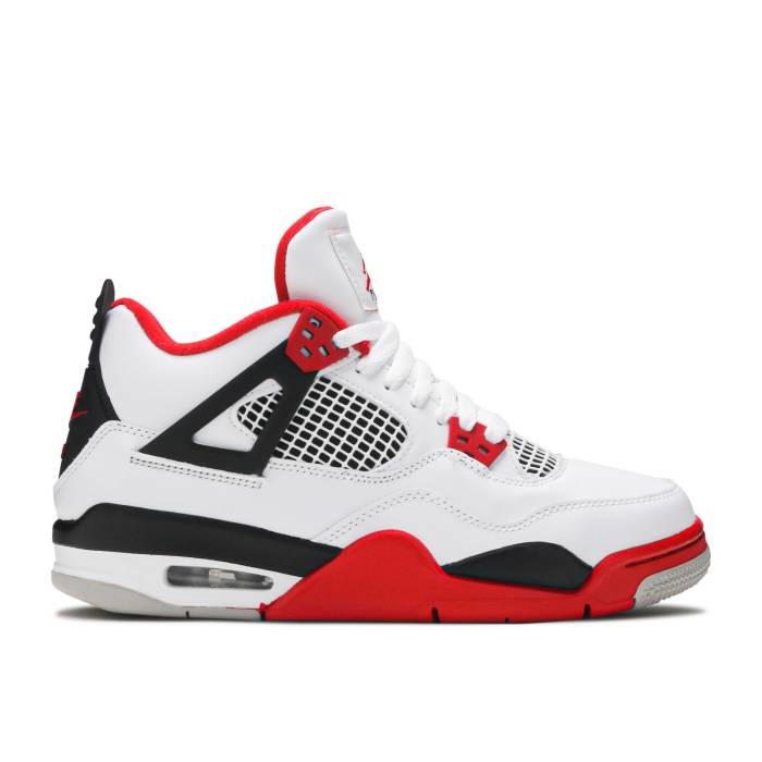 ナイキ エアジョーダン Air Jordan 【 Jordan 4 Retro Og ガウス \u0027Fire Red\u0027 2020 Youth White/Black/Tech Grey/Fire Red 】 レトロ 御坊っちゃん キッズ 白いこと 白いこと 黒いこと 黒いこと テック 薄墨色 薄墨色 火の手 Red 赤・レ 靴-スニーカー-キッズファッション