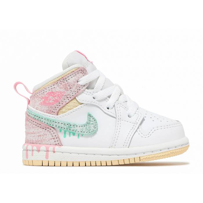 ナイキ エアジョーダン Air Jordan 【 Jordan 1 Mid Se Td \u0027Ice Cream\u0027 Infant White/Arctic Punch/Pale Vanilla/Green Glow 】 ミッド もの言う花 白いこと 白いこと green 緑・緑であること