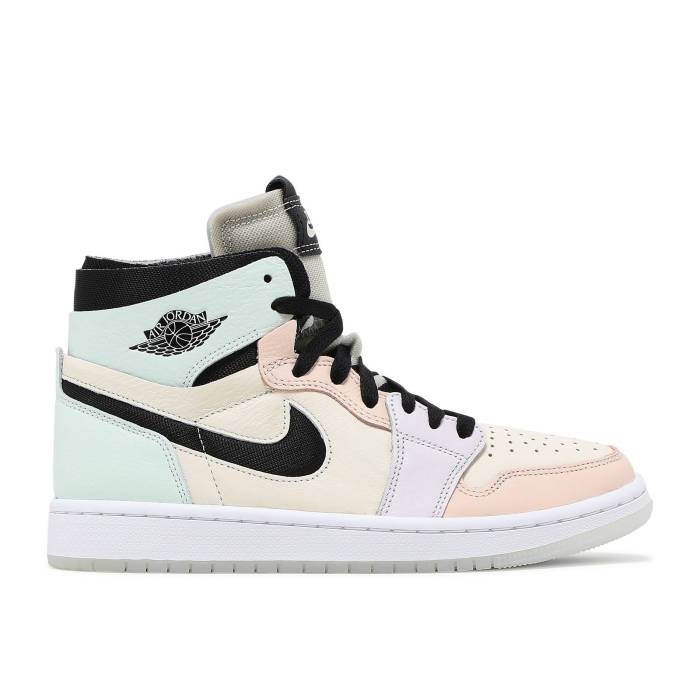 ナイキ エアジョーダン Air Jordan 【 Wmns Jordan 1 High Zoom Comfort \u0027Easter\u0027 Women Pale Ivory/Light Violet/Orange Pearl/Black 】 ご機嫌 望遠レンズ レディース 象牙色 紫・相撲取り草 orange 橙・オレンジ色 パール