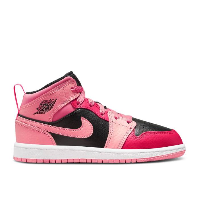 ナイキ　エアジョーダン Air Jordan 【 Jordan 1 Mid Ps 'Coral Chalk' Youth Coral Chalk/Rush Pink/Black/Pinksicle 】 ミッド ジュニア キッズ rush ラッシュ pink ピンク 黒色 ブラック｜スニケス 59,565円