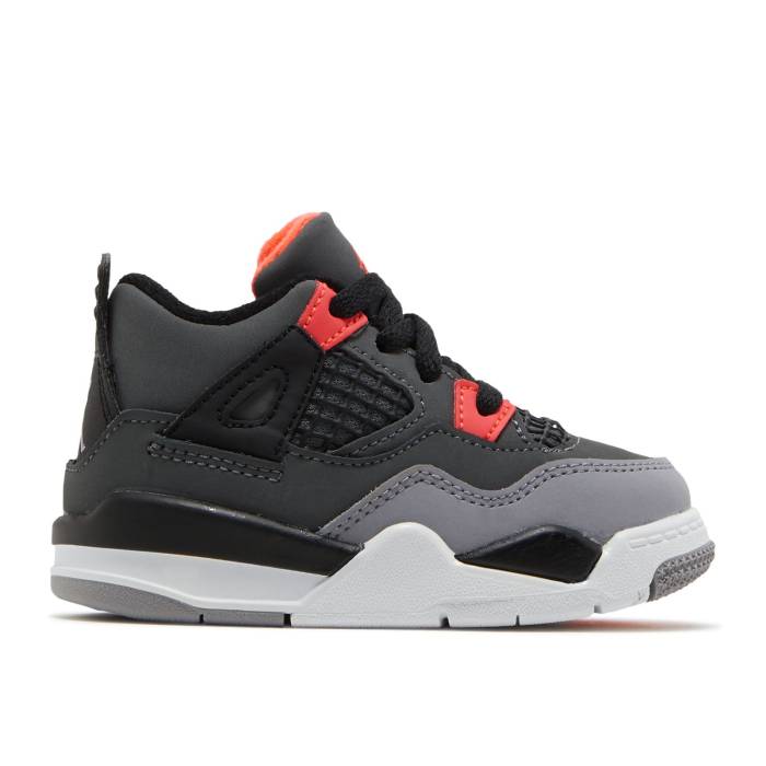 ナイキ エアジョーダン Air Jordan 【 Jordan 4 Retro Td \u0027Infrared\u0027 Infant Dark Grey/Infrared 23/Black/Cement Grey 】 レトロ もの言う花 薄墨色 薄墨色 黒いこと 黒いこと 薄墨色・シメント