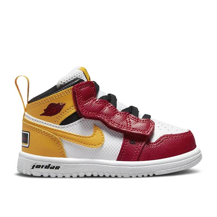 ナイキ エアジョーダン Air Jordan 【 Jordan 1 Mid Alt Se Td \u0027Motorsport\u0027 Infant White/Black/University Gold/Gym Red 】 ミッド もの言う花 白いこと 白いこと 黒いこと 黒いこと ゴールド Red 赤・赤いこと