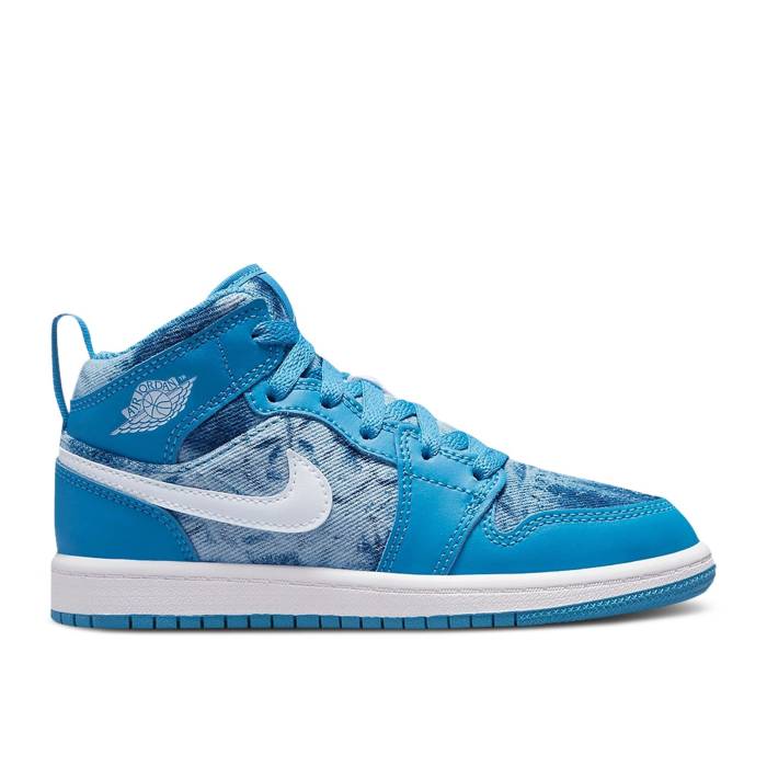 ナイキ エアジョーダン Air Jordan 【 Jordan 1 Mid Ps \u0027Washed Denim\u0027 Youth Dutch Blue/White 】 ミッド 御坊っちゃん キッズ 青味 青み 白いこと 白いこと