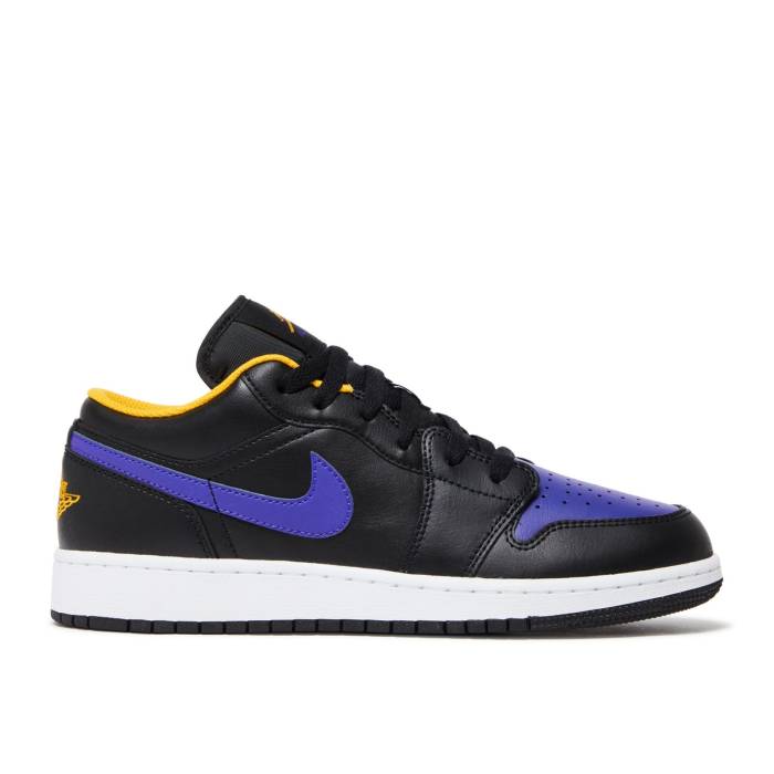 ナイキ エアジョーダン Air Jordan 【 Jordan 1 Low ガウス \u0027Lakers\u0027 Youth Black/Dark Concord/Taxi 】 御坊っちゃん キッズ 黒いこと 黒いこと コンコルド・コンコード