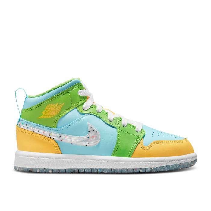 ナイキ エアジョーダン Air Jordan 【 Jordan 1 Mid Se Ps Recycled Grind Youth Glacier Ice/Citron Pulse/Action Green/White 】 ミッド ジュニア キッズ アクション green 緑・グリーン 白色 ホワイト