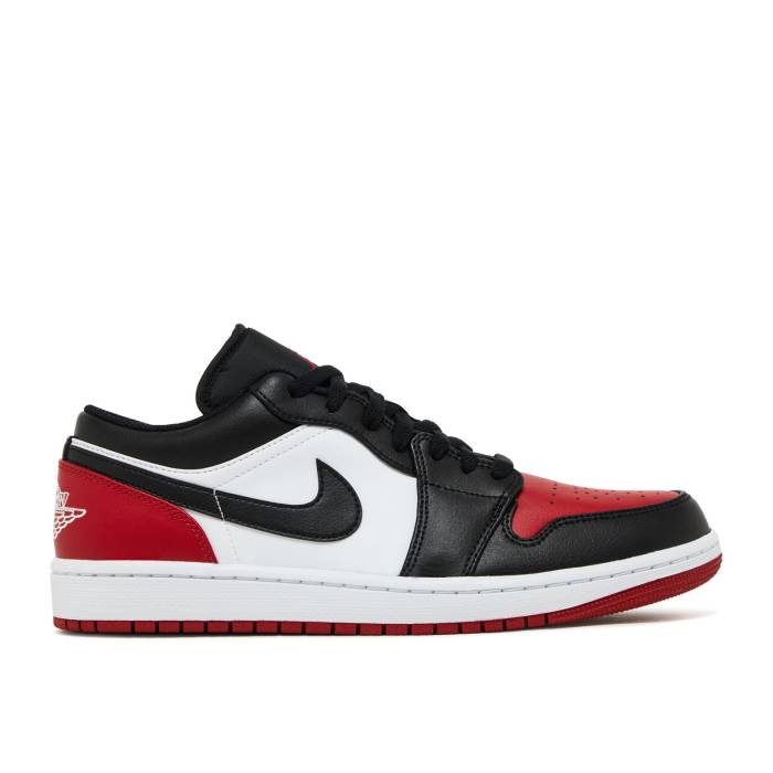 ナイキ　エアジョーダン Air Jordan 【 Jordan 1 Low 'Bred Toe 2.0' Men White/Varsity Red/White/Black 】 メンズ 白色 ホワイト Red 赤・レッド 黒色 ブラック