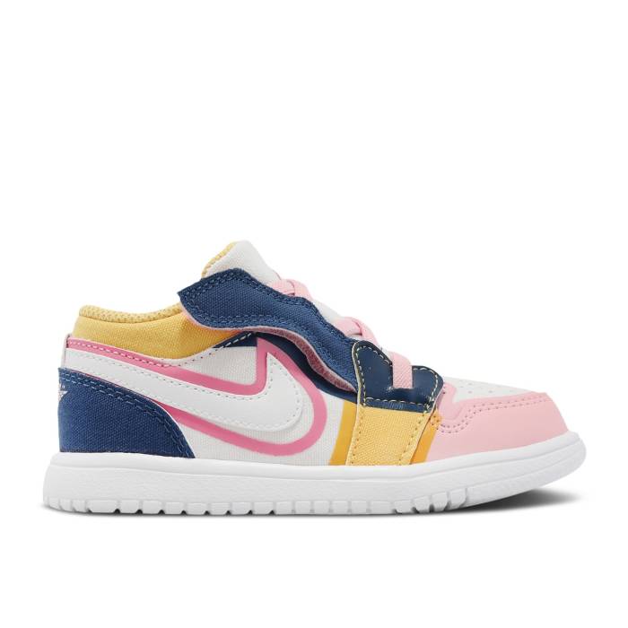 ナイキ エアジョーダン Air Jordan 【 Jordan 1 Low Alt Se Td \u0027Multi-Color Canvas\u0027 Infant White/French Blue/Topaz Gold/Coral Chalk 】 もの言う花 白いこと 白いこと 青碧 青碧 ゴールド