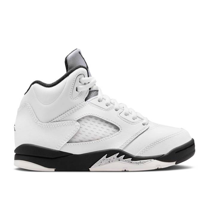 ナイキ エアジョーダン Air Jordan 【 Jordan 5 Retro Ps \u0027White Black\u0027 Youth White/Black/Sail/Metallic Silver 】 レトロ お坊っちゃん キッズ 白いこと 白いこと 黒いこと 黒いこと Silver しろがね色・しろがね色