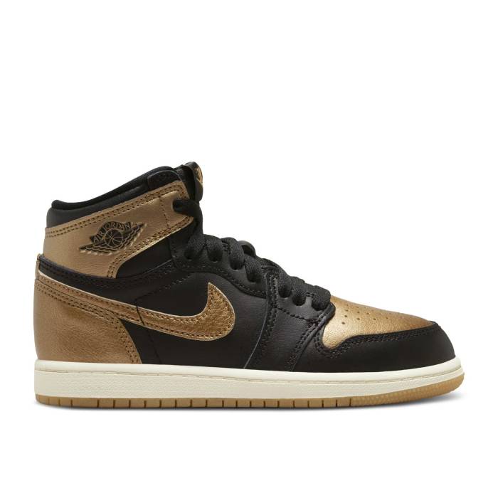 ナイキ エアジョーダン Air Jordan 【 Jordan 1 Retro High Og Ps \u0027Black Metallic Gold\u0027 Youth Black/Metallic Gold/Sail 】 レトロ ご機嫌 御坊っちゃん キッズ 黒いこと 黒いこと ゴールド