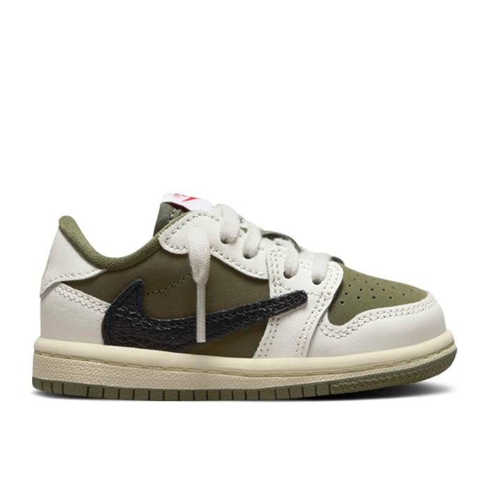 ナイキ エアジョーダン Air Jordan 【 Travis Scott X Jordan 1 Low Og Sp Td \u0027Medium Olive\u0027 Infant Medium Olive/Black/Sail/Muslin 】 もの言う花 olive オリーブ 黒いこと 黒いこと