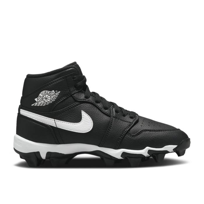 ナイキ エアジョーダン Air Jordan 【 Jordan 1 Mid Cleat ガウス \u0027Black White\u0027 Youth Black/White/White 】 ミッド 御坊っちゃん キッズ 黒いこと 黒いこと 白いこと 白いこと