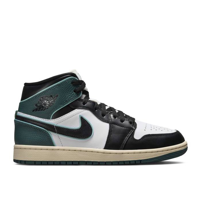 ナイキ エアジョーダン Air Jordan 【 Wmns Jordan 1 Mid \u0027Oxidized Green\u0027 Women White/Black/Light Dew/Oxidized Green/Sail/Muslin 】 ミッド レディース 白いこと 白いこと 黒いこと 黒いこと green 緑・緑であること