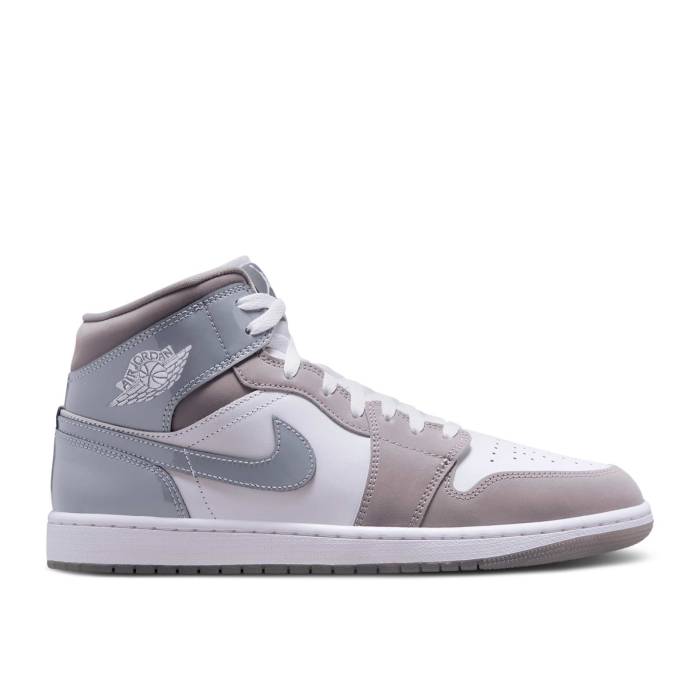 ナイキ エアジョーダン Air Jordan 【 Jordan 1 Mid Se \u0027Patent Cool Grey\u0027 Men White/Medium Grey/Cool Grey 】 ミッド 冷やりとした メンズ 白いこと 白いこと 薄墨色 薄墨色 冷やりとした
