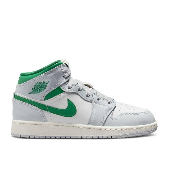 ナイキ エアジョーダン Air Jordan 【 Jordan 1 Mid ガウス \u0027Summit White Pine Green\u0027 Youth Summit White/Pure Platinum/Sail/Pine Green 】 ミッド 白いこと 白いこと 御坊っちゃん キッズ 白いこと 白いこと 純然たる Platinum プラチナム gre