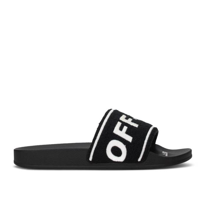 象牙色 Off-White 【 Towel Embroidery Slider \u0027Black\u0027 Men Black 】 メンズ 黒いこと 黒いこと