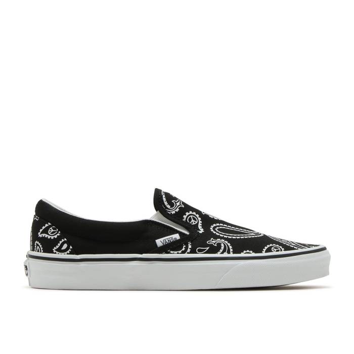 ヴァンズ Vans 【 Classic Slip-On 'Peace Paisley - Black' Men Black/True White 】 クラシック slip-on スリッポン メンズ 黒色 ブラック 白色 ホワイト｜スニケス