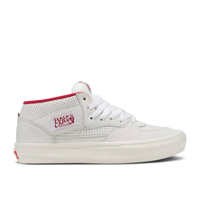 ヴァンズ Vans 【 Skate Half Cab \u0027White Red\u0027 Men White/Red 】 Skate 滑る 二分の一 メンズ 白いこと 白いこと Red 赤・赤いこと 靴-メンズ靴
