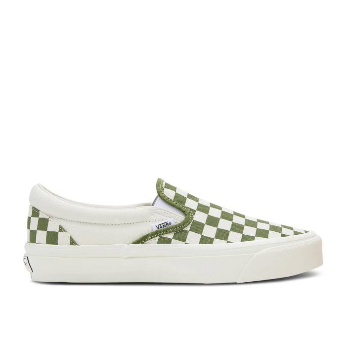 ヴァンズ Vans 【 Premium Slip-On 98 \u0027Checkerboard - Pesto Green\u0027 Men Pesto Green 】 Premium 割り増し金 slip-on スリッポン メンズ green 緑・緑であること