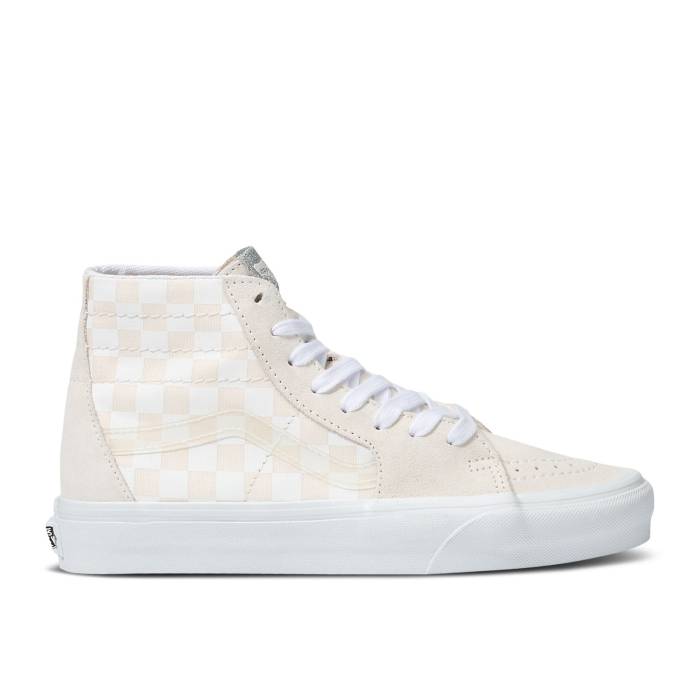 ヴァンズ Vans 【 Sk8-Hi Tapered \u0027Crystal Sidestripe Checkerboard\u0027 Men Crystal/White 】 滑るご機嫌 メンズ 白いこと 白いこと