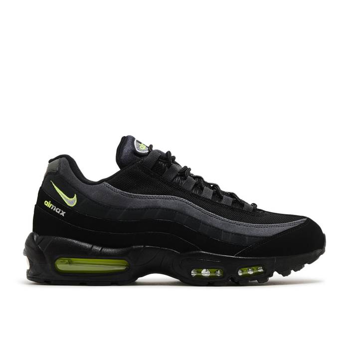 ナイキ Nike 【 Air Max 95 \u0027Retro Logo\u0027 Men Black/Wolf Grey/Cool Grey/Volt 】 マックス メンズ 黒いこと 黒いこと 薄墨色 薄墨色 冷やりとした