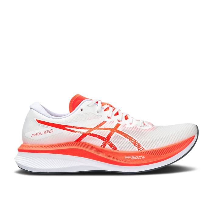 アシックス Asics 【 Wmns Magic Speed 3 \u0027White Sunrise Red\u0027 Women White/Sunrise Red 】 神通力 Speed 機敏さ レディース 白いこと 白いこと Red 赤・赤いこと