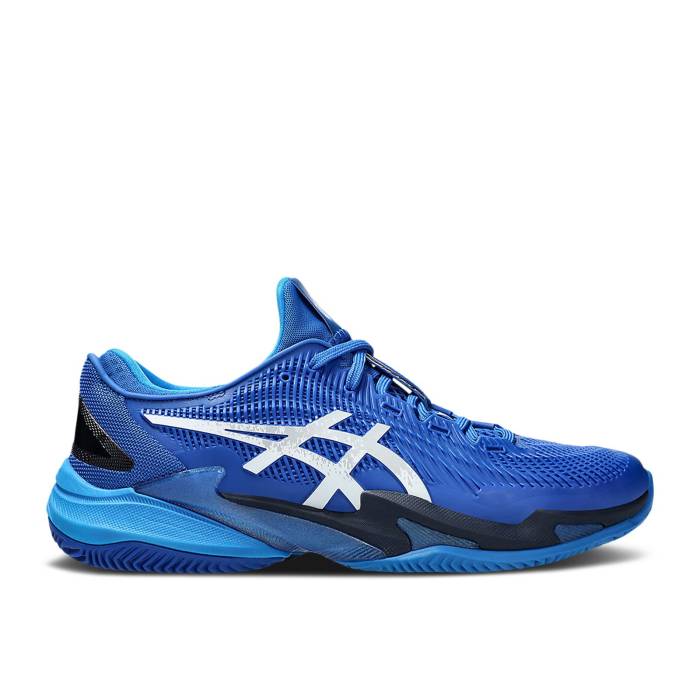 アシックス Asics 【 Court Ff 3 Novak Clay \u0027Tuna Blue\u0027 Men Tuna Blue/Pure Silver 】 厚地の外套 メンズ 青碧 青碧 純一無雑 Silver しろがね色・しろがね色