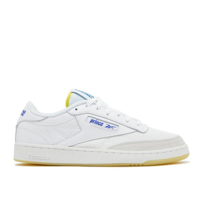 リーボック Reebok 【 Prince X Club C 85 \u0027White Bright Cobalt\u0027 Men Footwear White/Stinger Yellow/Bright Cobalt 】 野球クラブ メンズ 白いこと 白いこと yellow 黄味がかった・黄色