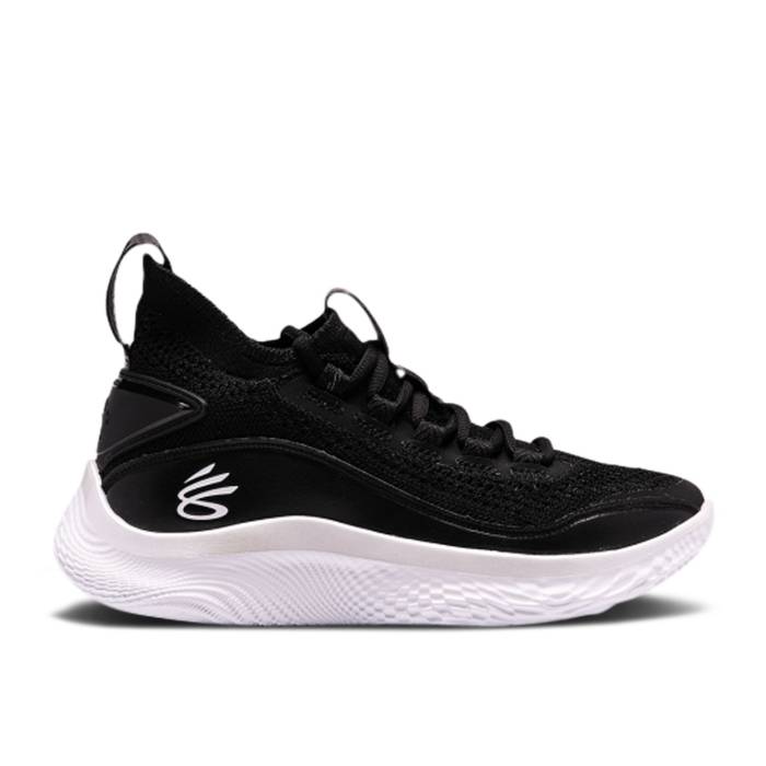 Curry Brand 【 Curry Flow 8 ガウス \u0027Black White\u0027 Youth Black/White/Black 】 カリー 流出受け答え お坊っちゃん キッズ 黒いこと 黒いこと 白いこと 白いこと