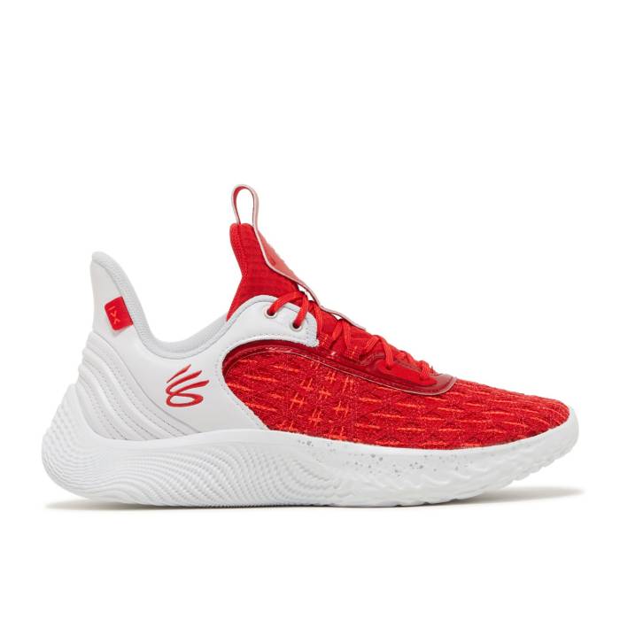 Curry Brand 【 Curry Flow 9 Team \u0027White Red\u0027 Men White/Red 】 カリー 流通受け答え Team 野球クラブ メンズ 白いこと 白いこと Red 赤・赤いこと