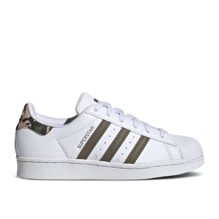 アディダス Adidas 【 Superstar Big Kid \u0027White Camo\u0027 Youth Cloud White/Olive Strata/Cloud White 】 Superstar はやりっ児 お坊っちゃん キッズ 白いこと 白いこと olive オリーブ