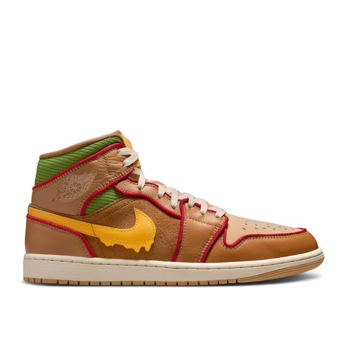 ナイキ エアジョーダン Air Jordan 【 Jordan 1 Mid Se \u0027Cheeseburger\u0027 Men Flax/Sesame/Coconut Milk/University Gold 】 ミッド メンズ ゴールド