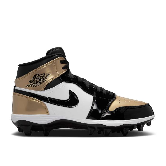 ナイキ エアジョーダン Air Jordan 【 Jordan 1 Mid Td Cleat \u0027Gold Toe\u0027 Men Metallic Gold/White/Black 】 ミッド メンズ ゴールド 白いこと 白いこと 黒いこと 黒いこと