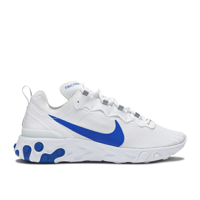 ナイキ Nike 【 React Element 55 \u0027White Game Royal\u0027 Men White/Game Royal 】 リアクト 化学元素 Game 競り合い メンズ 白いこと 白いこと Game 競り合い