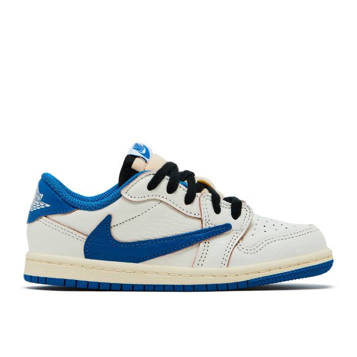 ナイキ エアジョーダン Air Jordan 【 Fragment Design X Travis Scott X Jordan 1 Retro Low Og Sp Td \u0027Sail Military Blue\u0027 Infant Sail/Black/Muslin/Military Blue 】 レトロ もの言う花 黒いこと 黒いこと 青碧 青碧