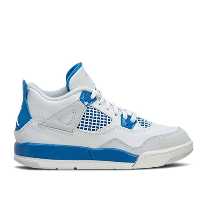 ナイキ エアジョーダン Air Jordan 【 Jordan 4 Retro Ps \u0027Military Blue\u0027 2012 Youth White/Military Blue/Neutral Grey 】 レトロ お坊っちゃん キッズ 白いこと 白いこと 青碧 青碧 薄墨色 薄墨色