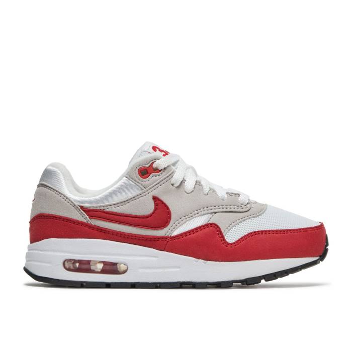 ナイキ Nike 【 Air Max 1 ガウス \u0027Air Max Day\u0027 Youth White/University Red/Neutral Grey/Black 】 マックス お坊っちゃん キッズ 白いこと 白いこと Red 赤・赤いこと 薄墨色 薄墨色 黒いこと 黒いこと