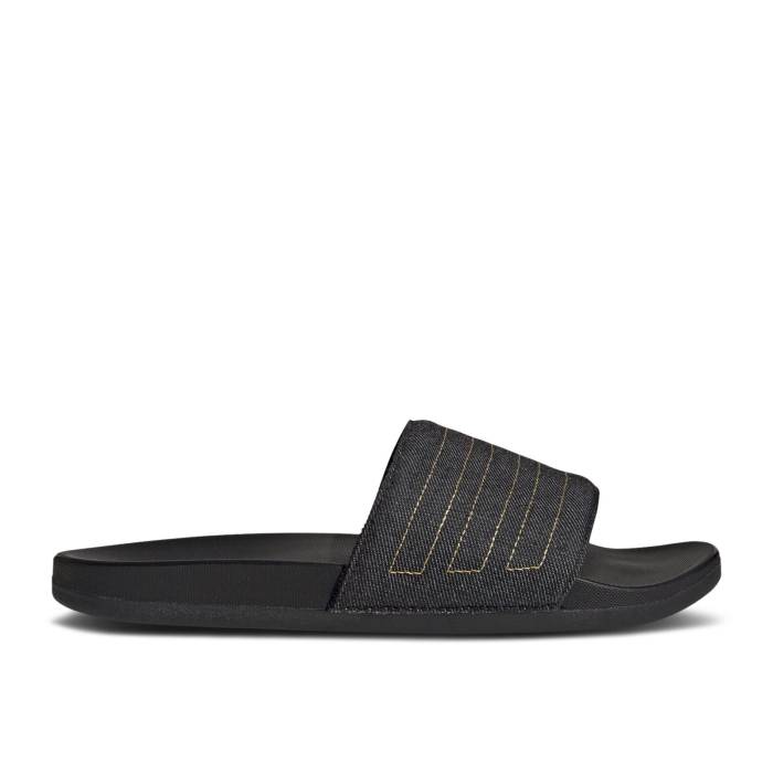アディダス Adidas 【 Adilette Comfort Slide \u0027Black Denim\u0027 Men Core Black/Preloved Yellow/Core Black 】 アディレッタ Slide サンダル メンズ 中核グループ 黒いこと 黒いこと yellow 黄味がかった・黄み