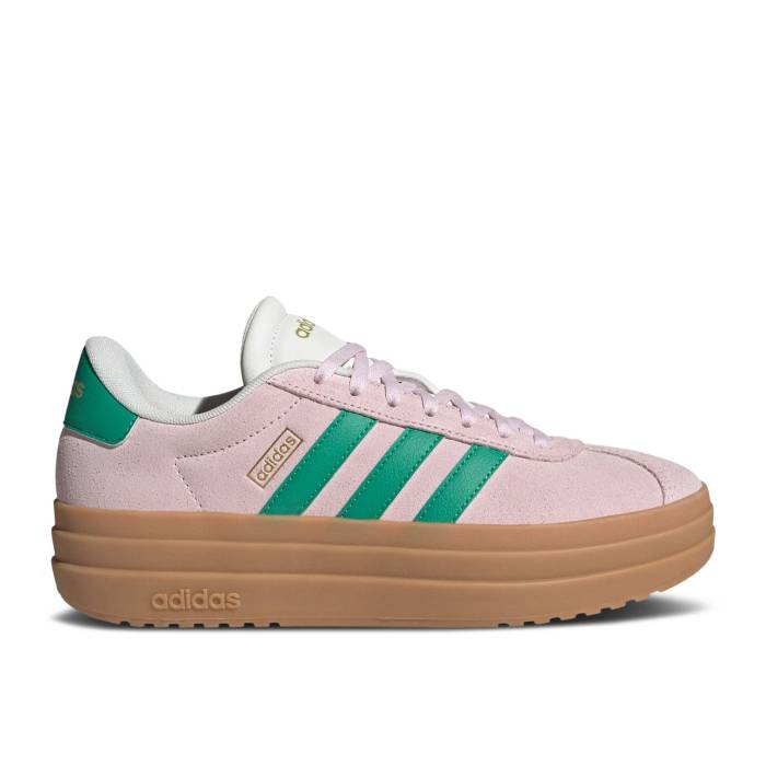 アディダス Adidas 【 Wmns Vl Court Bold \u0027Clear Pink Court Green\u0027 Women Clear Pink/Court Green/Core White 】 厚地の外套 pink サクラ色 レディース pink サクラ色 厚地の外套 green 緑・緑であること 中核グループ 白いこと 白いこと
