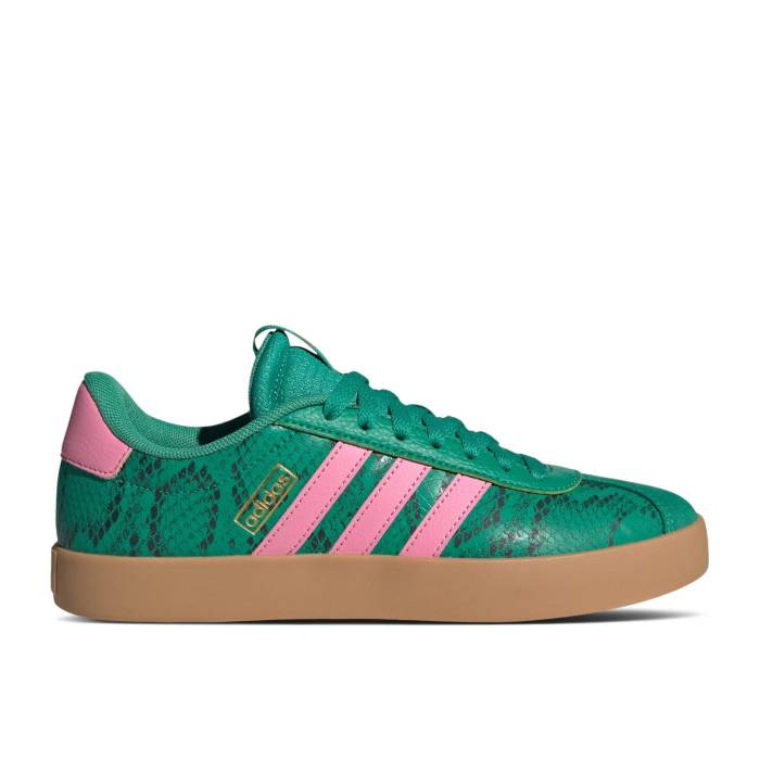 アディダス Adidas 【 Wmns Vl Court 3.0 \u0027Court Green Bliss Pink\u0027 Women Court Green/Bliss Pink/Gold Metallic 】 厚地の外套 green 緑・緑であること レディース 厚地の外套 green 緑・緑であること pink サクラ色 ゴールド