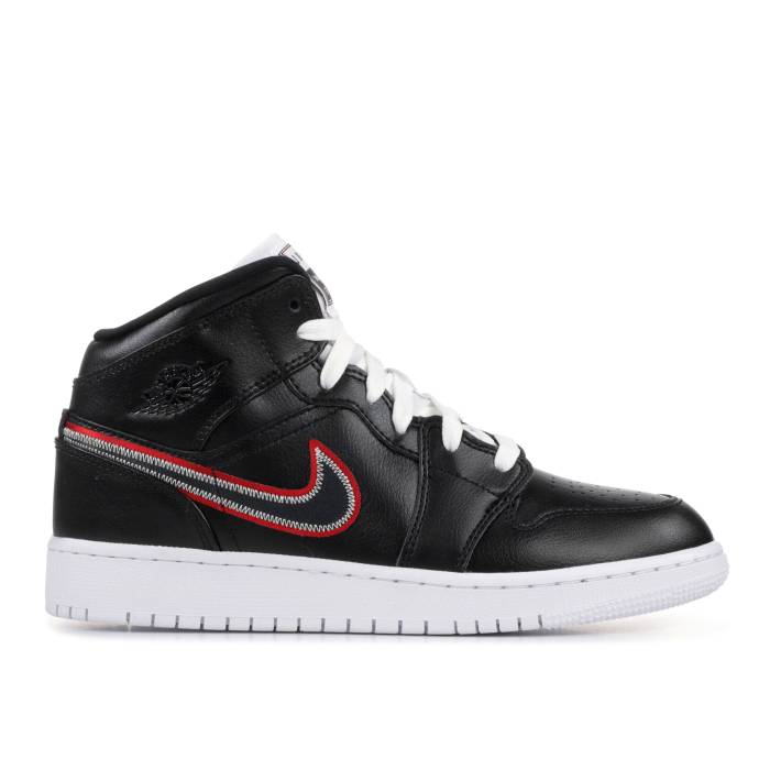 ナイキ エアジョーダン Air Jordan 【 Jordan 1 Mid Se ガウス \u0027Maybe I Destroyed The Game\u0027 Youth Black/Black/White 】 ミッド お坊っちゃん キッズ 黒いこと 黒いこと 白いこと 白いこと