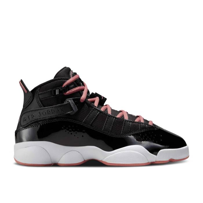 ナイキ エアジョーダン Air Jordan 【 Jordan 6 Rings ガウス \u0027Black Rust Pink\u0027 Youth Black/White/Anthracite/Rust Pink 】 輪っか お坊っちゃん キッズ 黒いこと 黒いこと 白いこと 白いこと pink さくら色