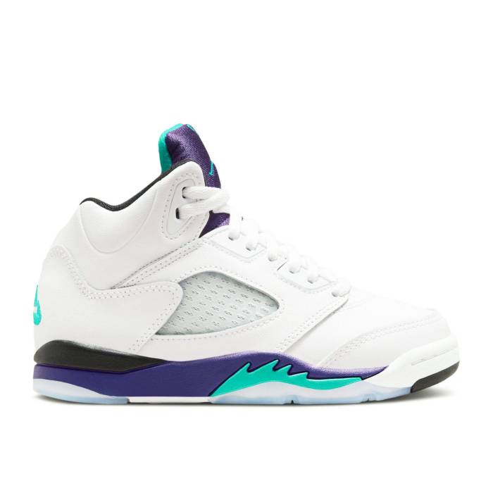 ナイキ エアジョーダン Air Jordan 【 Jordan 5 Retro Ps 'Grape' 2025 Youth White/New Emerald/Grape Ice/Black 】 レトロ ジュニア キッズ 白色 ホワイト 黒色 ブラック|スニケス