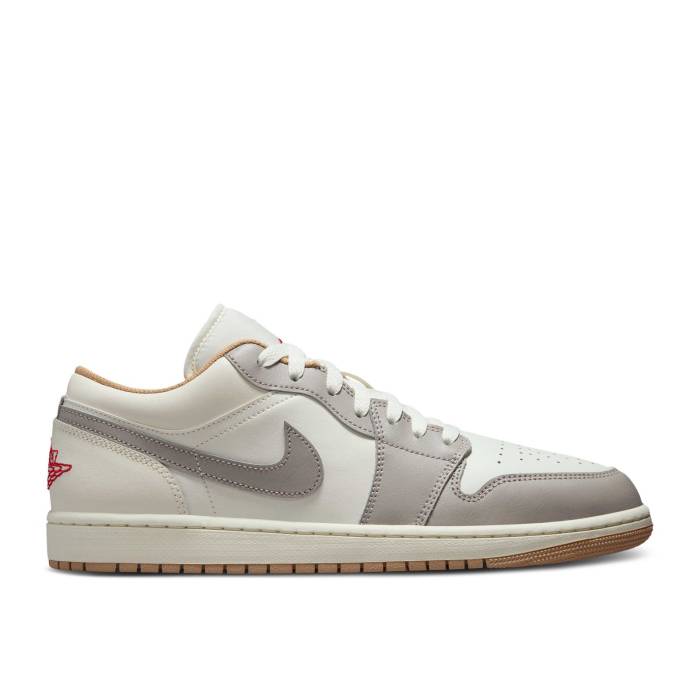 ナイキ　エアジョーダン Air Jordan 【 Jordan 1 Low 'Sail College Grey' Men Sail/College Grey/Hemp/Fire Red 】 カレッジ メンズ カレッジ 灰色 グレー ファイア Red 赤・レッド