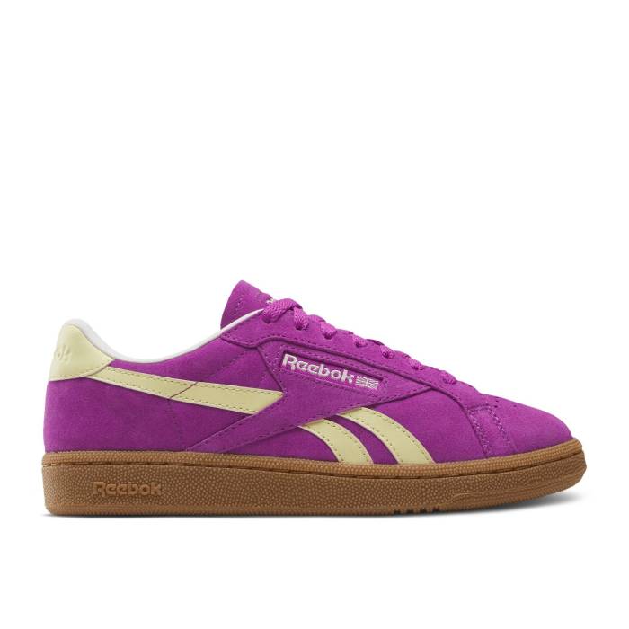 リーボック Reebok 【 Wmns Club C Grounds Uk \u0027Purple Rave Bleached Yellow\u0027 Women Purple Rave/Bleached Yellow/Chalk 】 野球クラブ レディース Purple 紫・パープル yellow 黄味がかった・黄色