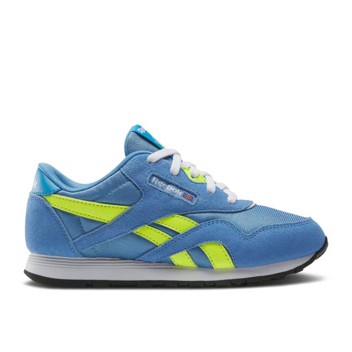 リーボック Reebok 【 Classic Nylon Little Kid \u0027Essential Blue Solar Acid Yellow\u0027 Youth Essential Blue/Solar Acid Yellow/Always Blue 】 古典派音楽 ナイロン 青碧 青碧 お坊っちゃん キッズ 青碧 青碧 yellow 黄味がかった・イエロ
