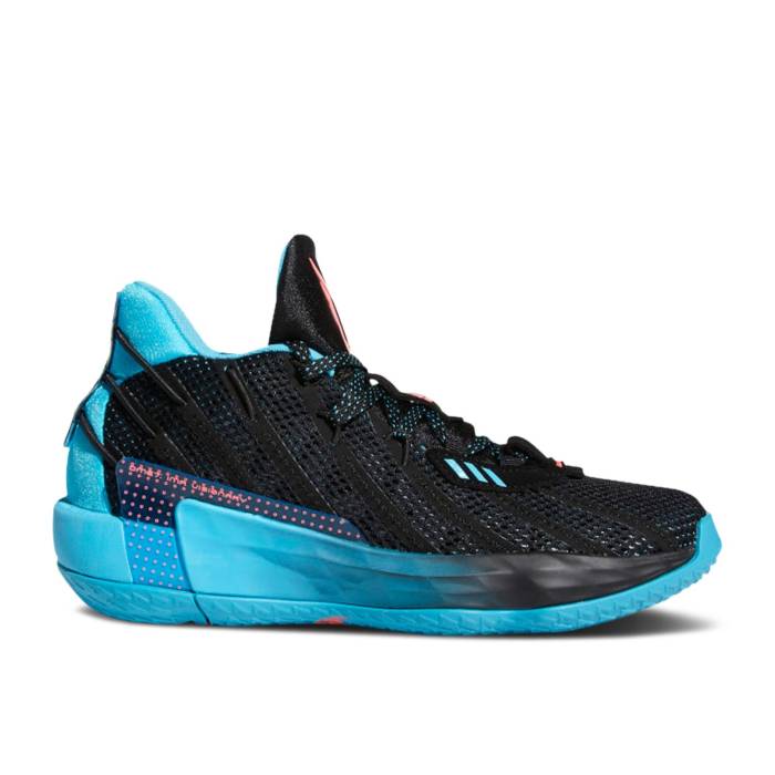 アディダス Adidas 【 Dame 7 Big Kid 'Visionary' Youth Core Black/Signal Pink/Signal Cyan 】 ジュニア キッズ コア 黒色 ブラック pink ピンク シアン|スニケス