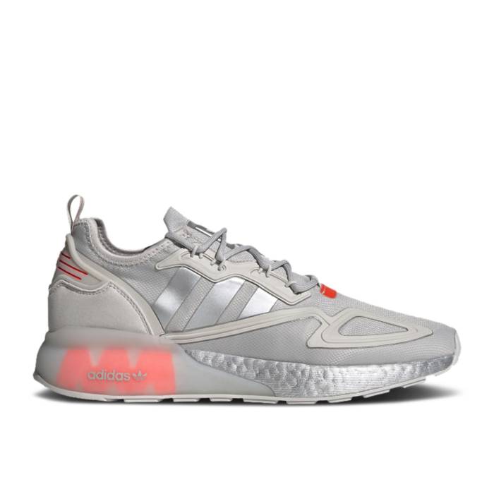 アディダス Adidas 【 Zx 2K Boost \u0027Grey Silver Metallic\u0027 Men Grey/Silver Metallic/Solar Red 】 ブースト Silver しろがね色・しろがね色 メンズ 薄墨色 薄墨色 Silver しろがね色・しろがね色 Red 赤・赤いこと