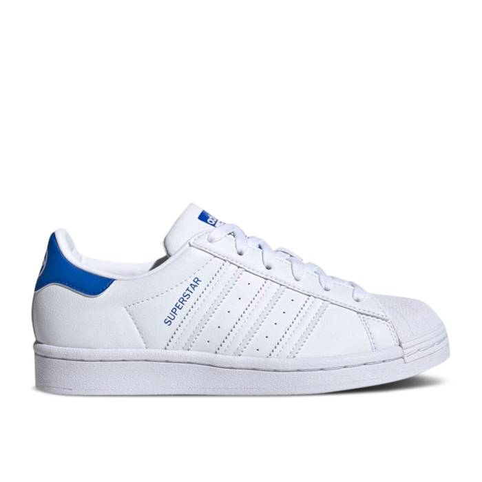 アディダス Adidas 【 Superstar J \u0027White Blue\u0027 Youth Cloud White/Cloud White/Blue 】 Superstar はやりっ子 御坊っちゃん キッズ 白いこと 白いこと 青味 青み
