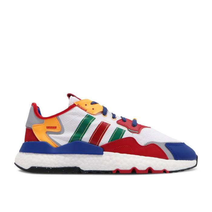 アディダス Adidas 【 Nite Jogger White Scarlet Royal Men Cloud White/Scarlet/Royal Blue 】 ジョガーパンツ メンズ 白色 ホワイト 青色 ブルー